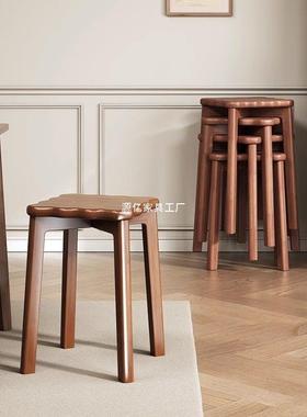 实木备凳子家用放客OMA人用凳餐桌化妆梳妆凳结可实耐用叠新中式