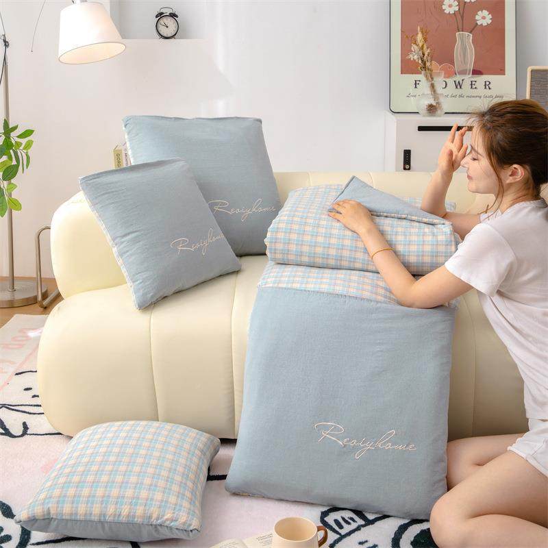 学新款多功能全棉口袋抱枕子简约格风舍舒适保暖KJP单人生宿午睡,居家布艺,抱枕被,淘宝优惠券,粉丝福利购,淘宝优惠卷