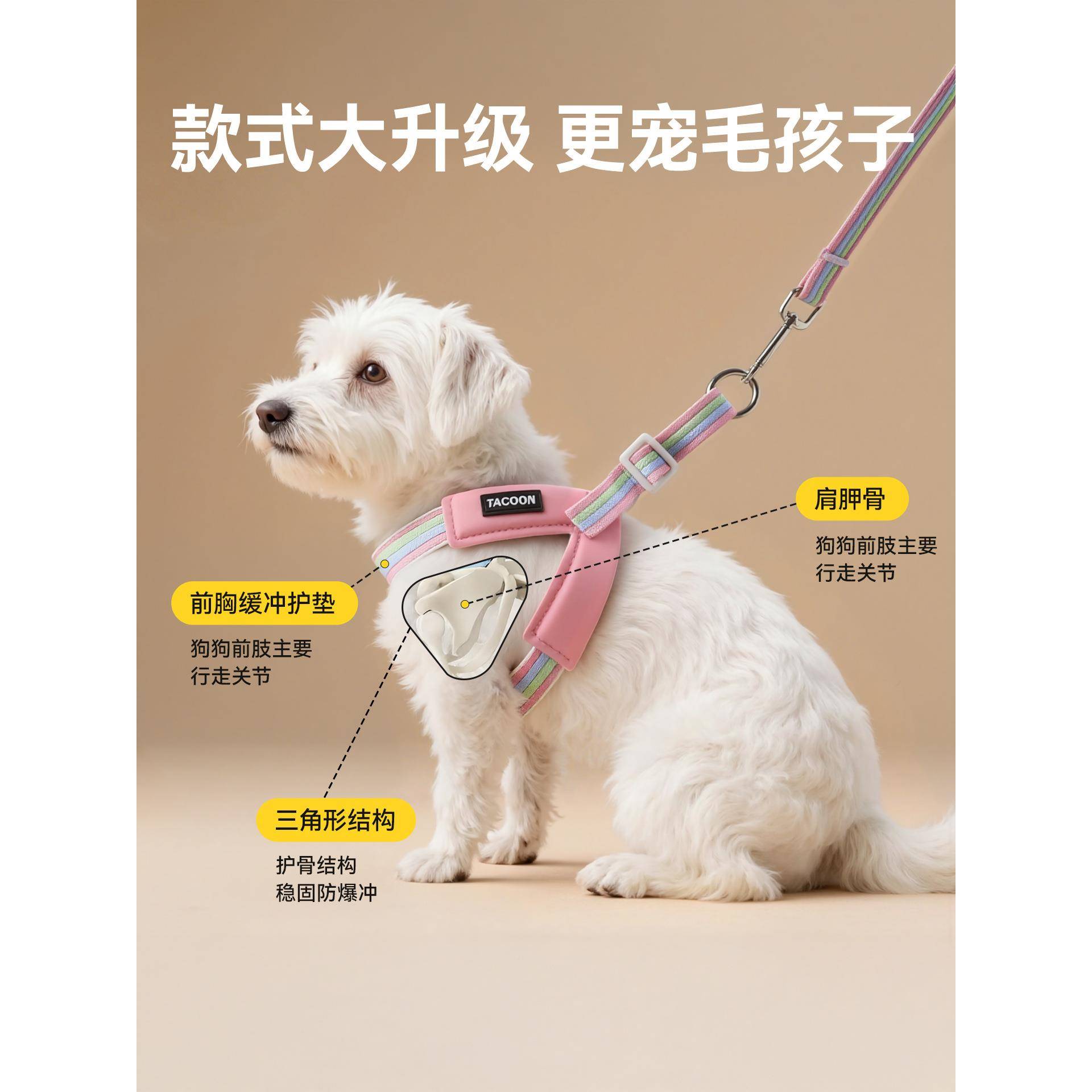 狗狗牵引绳伸柴缩胸背带背心狗式中小型犬遛QW10187狗绳泰迪专用