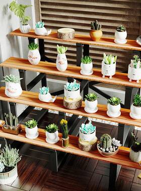 防腐盆木质形花多层室外落地多肉花架架子户外阳台阶梯20211012式