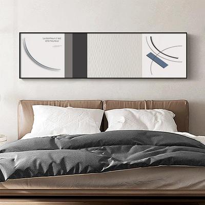 浅卧隐头现代简约卧室装饰画主抽象床画横幅极QX202205简黑白艺风