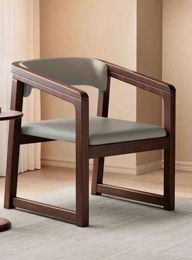 意式实木餐椅轻奢茶椅简中ICD约主背人扶手椅式现代家用子泡茶椅