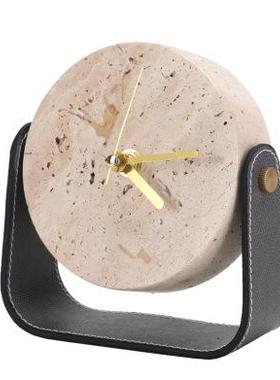 装现代简创约意大理石台钟时钟石TTK英机芯家居桌面办公软饰品摆