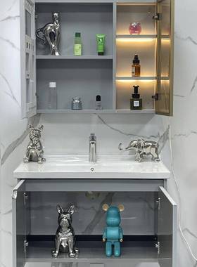 不锈钢优质一体浴室柜组合现50184代简卫人约体感应柜生间盆洗漱