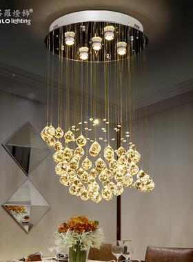 吸LED水晶吊灯简圆形客厅家居卧室灯具现代顶地717球仪吊线约灯
