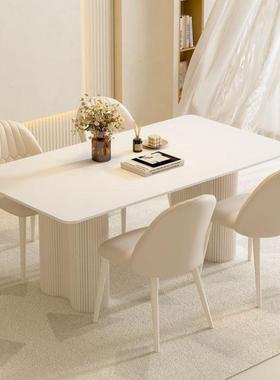 FUE一体岩板奶油餐桌小户型家用轻家简居约奢网红长方形餐椅桌组