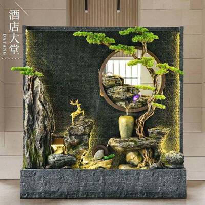 大卖水幕墙流水屏风隔断厅鱼水FTP轮摆件喷客风泉池景观庭院花园