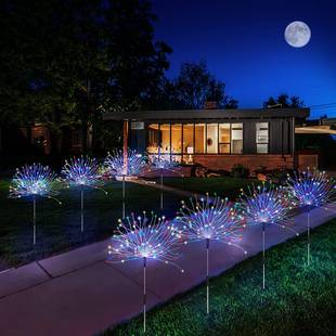 L花EZWOD线防水太阳园能花烟花灯带遥控园通道草坪铜圣诞装 饰户外