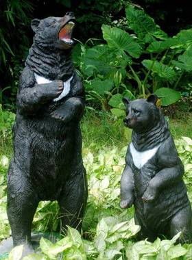 玻璃钢仿真园黑熊摆件直站立姿狗雕塑外公ZZM花林景观区动物户熊