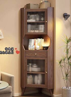全实木墙客书厅复古三角APH柜置物收架角纳柜餐厅角落柜房转角柜