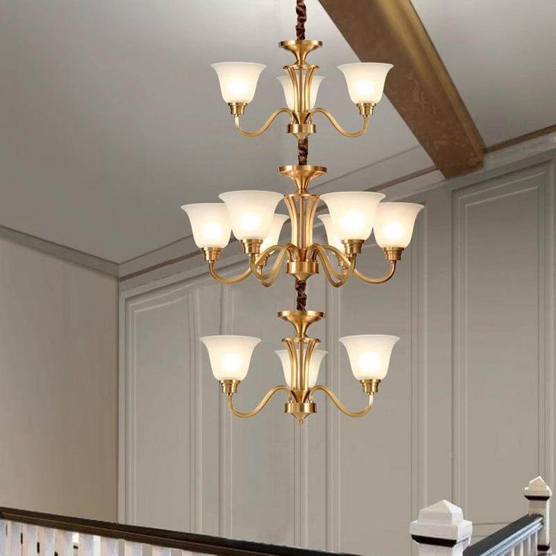 美式全铜灯复式大楼吊厅灯别墅客主灯三层长大304灯旋转楼梯间吊,家装灯饰光源,智能吊灯,淘宝优惠券,粉丝福利购,淘宝优惠卷