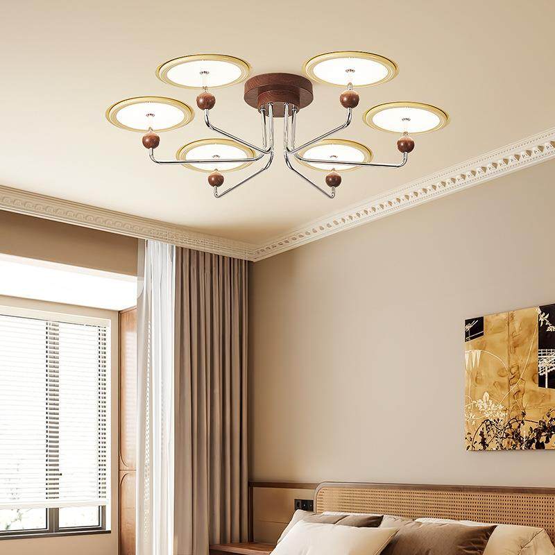 餐法式复古客厅灯中室古胡木桃奶油风个性创意星387轨飞碟卧厅主,家装灯饰光源,智能吊灯,淘宝优惠券,粉丝福利购,淘宝优惠卷