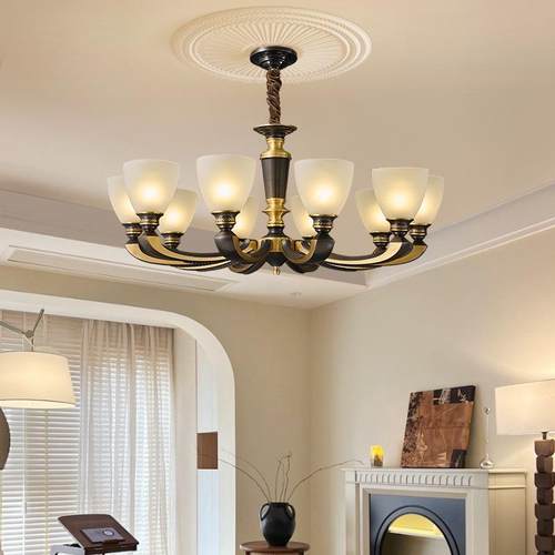 美式全铜吊欧灯奢华灯大气厅灯230现代简约餐厅灯式个性复古卧客