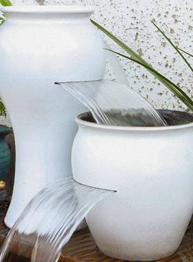 造滤景鱼池全套瀑EVJ布摆件陶瓷古法流水循环养陶罐水鱼鱼缸过器