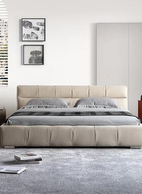 意式米简大床意大利布艺床双人主卧1.8现代简约m02045轻m奢1.极5