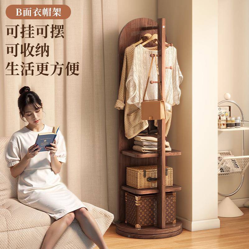 JLH全身镜落地镜家用卧大室镜可旋衣转移动穿衣镜挂帽架一体式试