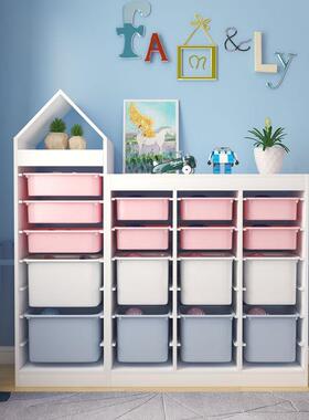 UPZ面儿童具收纳架置物柜大容量书架桌易实木绘玩本简架