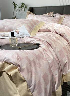 轻奢风10长绒240312JQ棉床棉单四件套纯棉印花全0被套亲肤简约床