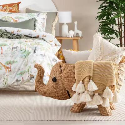 手工编织水FIC葫篮收芦纳越南草编收纳筐动物系列二十生肖大象收