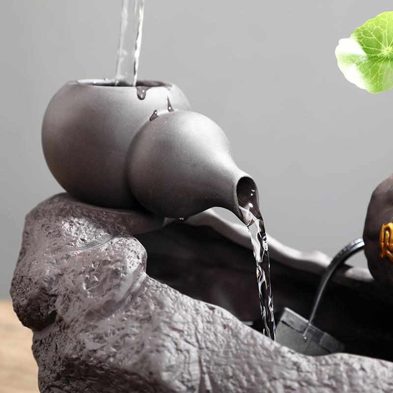 家FBZ居桌面小型客鱼意缸流水电柜喷泉加湿器创视送礼陶瓷厅招财