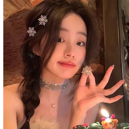 精致雪花珍珠发夹女侧边小夹子鸭嘴夹前额刘海夹发饰头饰高级感