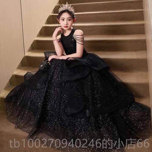 高档众红色女童晚礼服轻奢小出高持端花童婚礼公主裙儿童主人钢琴