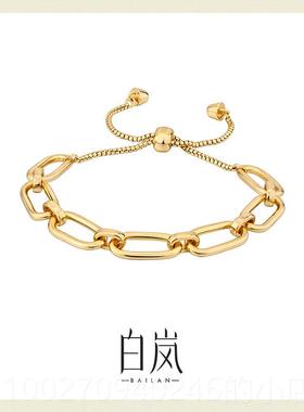高档白岚小方手扣手饰錬女搭百气质串小众设计感轻奢925银手SL131