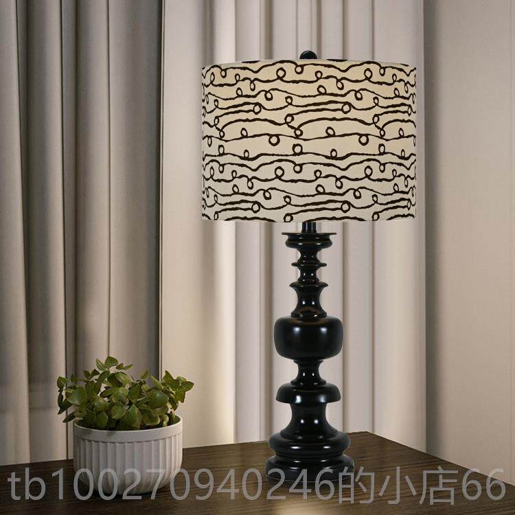 高档美式灯黑色简约大台 灯欧式乡村复古床创意卧室头客厅浪漫个