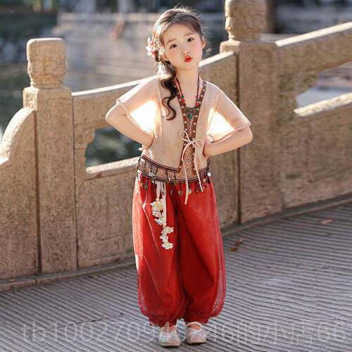 高档女童汉服205新款儿童中风国洋新2品古风公主裙套装唐装演出服