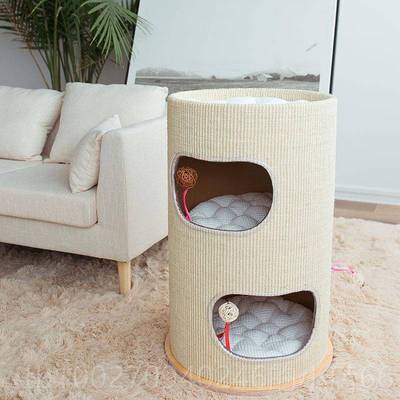 高档Cats深le猫爬体架猫桶猫双窝度睡眠实木层猫咪别墅四季一剑麻