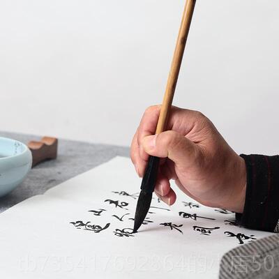 正品安邦笔庄制兰竹狼毫兼毫行楷书特颜体楷笔套毛装初学兰竹书法