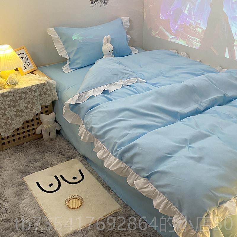 正品ins公舍主风泡泡袖床粉色单被套裙床三件套学生宿床上用品四,床上用品,床品套件/四件套/多件套,淘宝优惠券,粉丝福利购,淘宝优惠卷