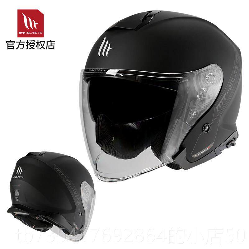 正品MT盔摩托车复古34半盔哈雷机车四/夏季头双镜片电动车行骑安图片