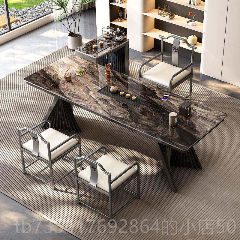 正品2款025新岩板茶桌简客约高级小户型阳台几厅家用办公室茶泡茶