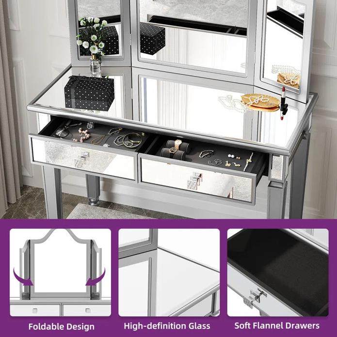 畅销复线条镜古面玻与MAR璃梳妆套装配套折台叠镜子凳子卧室家居,鲜花速递/花卉仿真/绿植园艺,其它园艺用品,淘宝优惠券,粉丝福利购,淘宝优惠卷