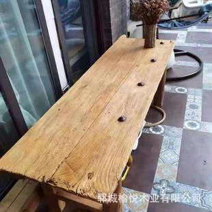 板老榆木门板旧木吧复怀旧民宿QFB家台具古风化茶桌茶台旧木板窗