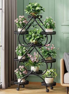 架多层可移动推拉轮落地式花花盆架客室厅内带阳台落BQX地绿萝置