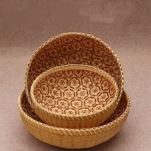 MMB竹篮手品水果蔬菜收纳篮编子簸箕竹制工产圆形馒头筐
