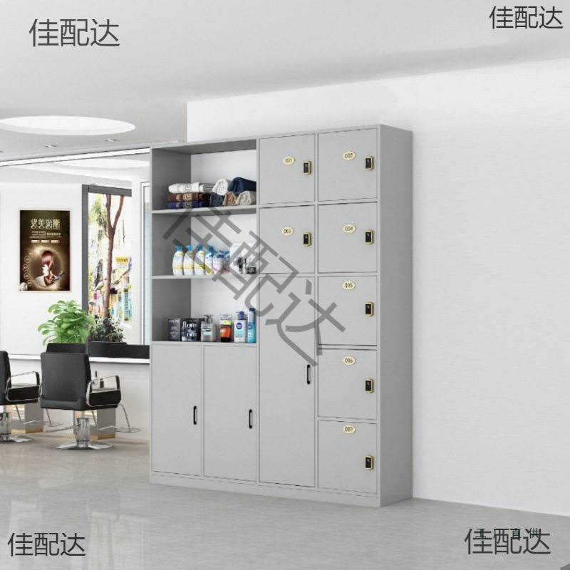 美发店储物柜毛巾柜多功能组合产品展示柜美发店存包柜木质更衣柜