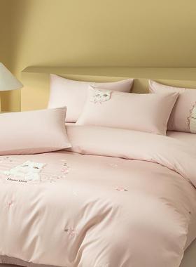 02花6新绣款A类10618-202620支全棉纯棉四件套-布偶猫系列