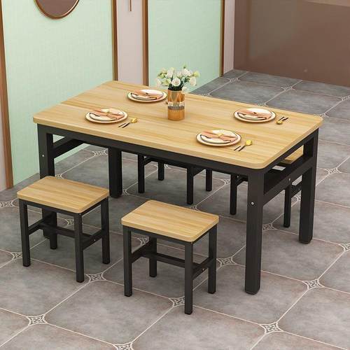 餐桌椅组合现厅简代约烧烤用小吃早餐店面馆家快餐商用长方117形