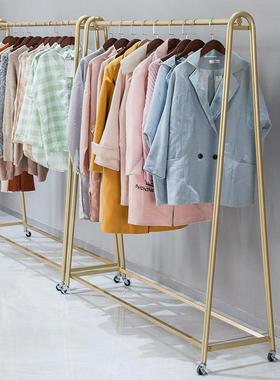 服滑装店展示架落地式中龙门挂衣架岛货架水XWC管可移子动带轮挂