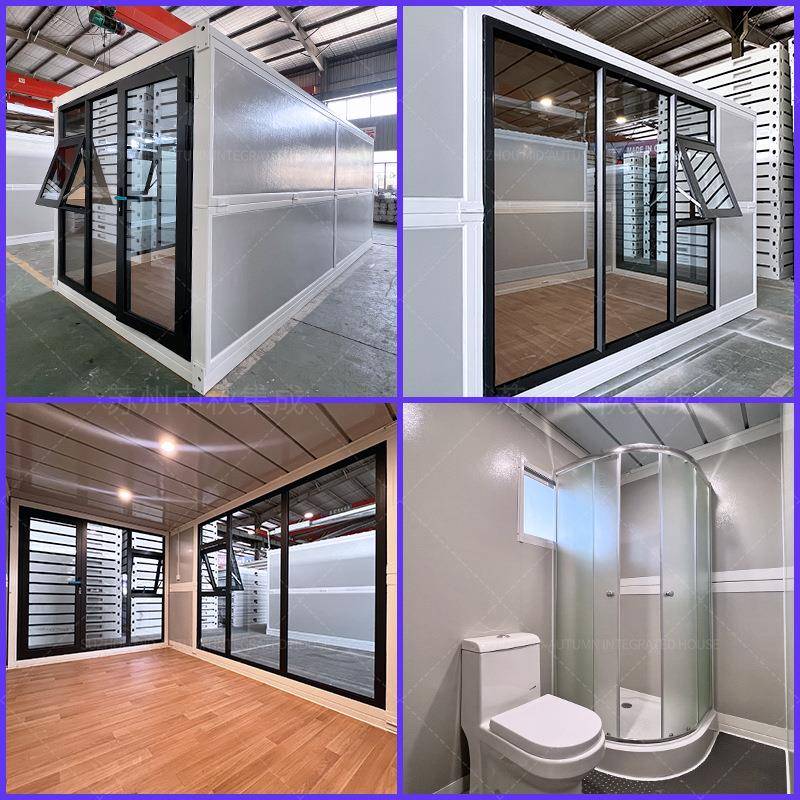折集叠幕墙装箱房出20移动尺玻璃幕墙折口叠箱活动板房临建折折叠