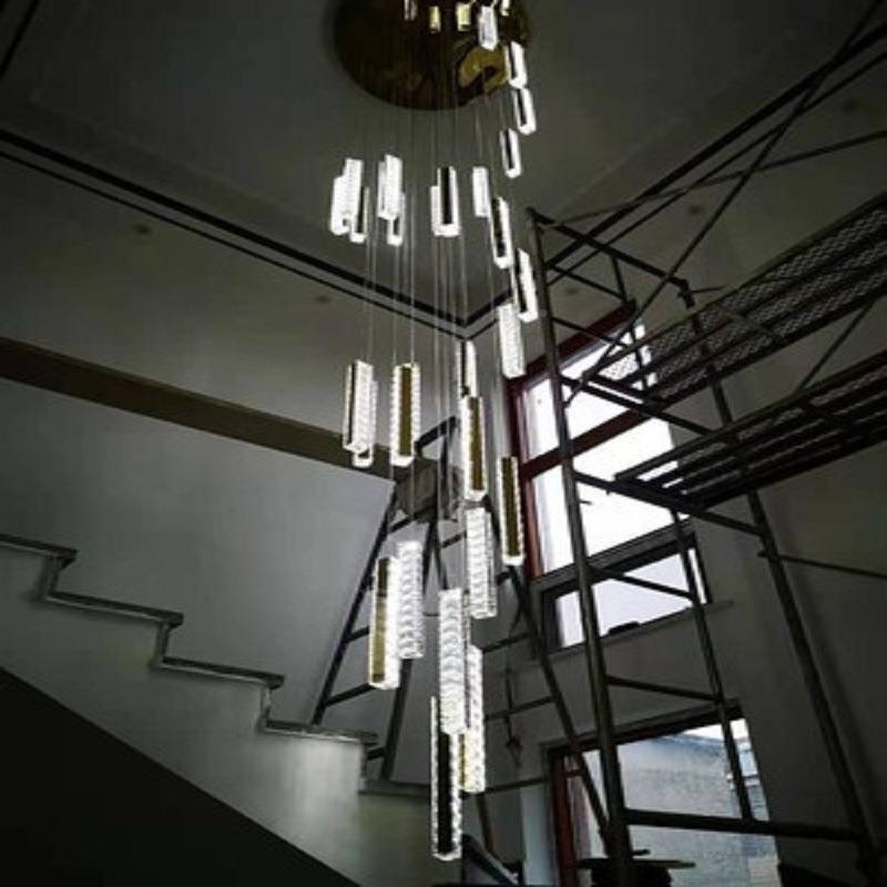 复式楼别墅楼梯吊灯旋转9水晶长灯现代简厅约大厅K创意吊1104客大