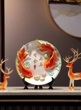 财饰麋鹿家和万事兴玄关隔装LDE饰摆件轻奢现代暖居招客厅断酒柜