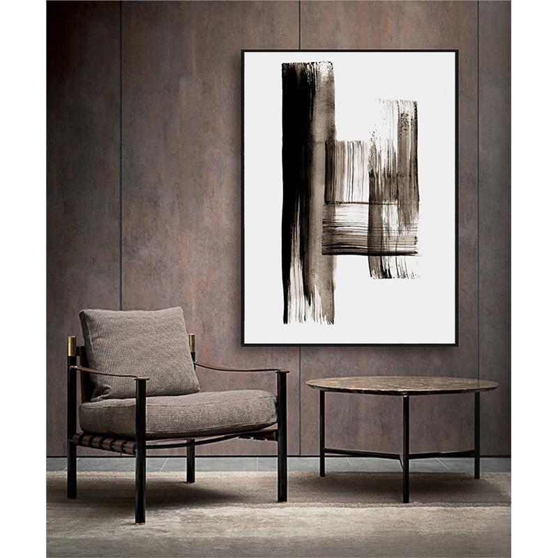 现代落新中黑白式抽象OOL艺术装饰画玄关地客餐厅茶室小众水墨厅