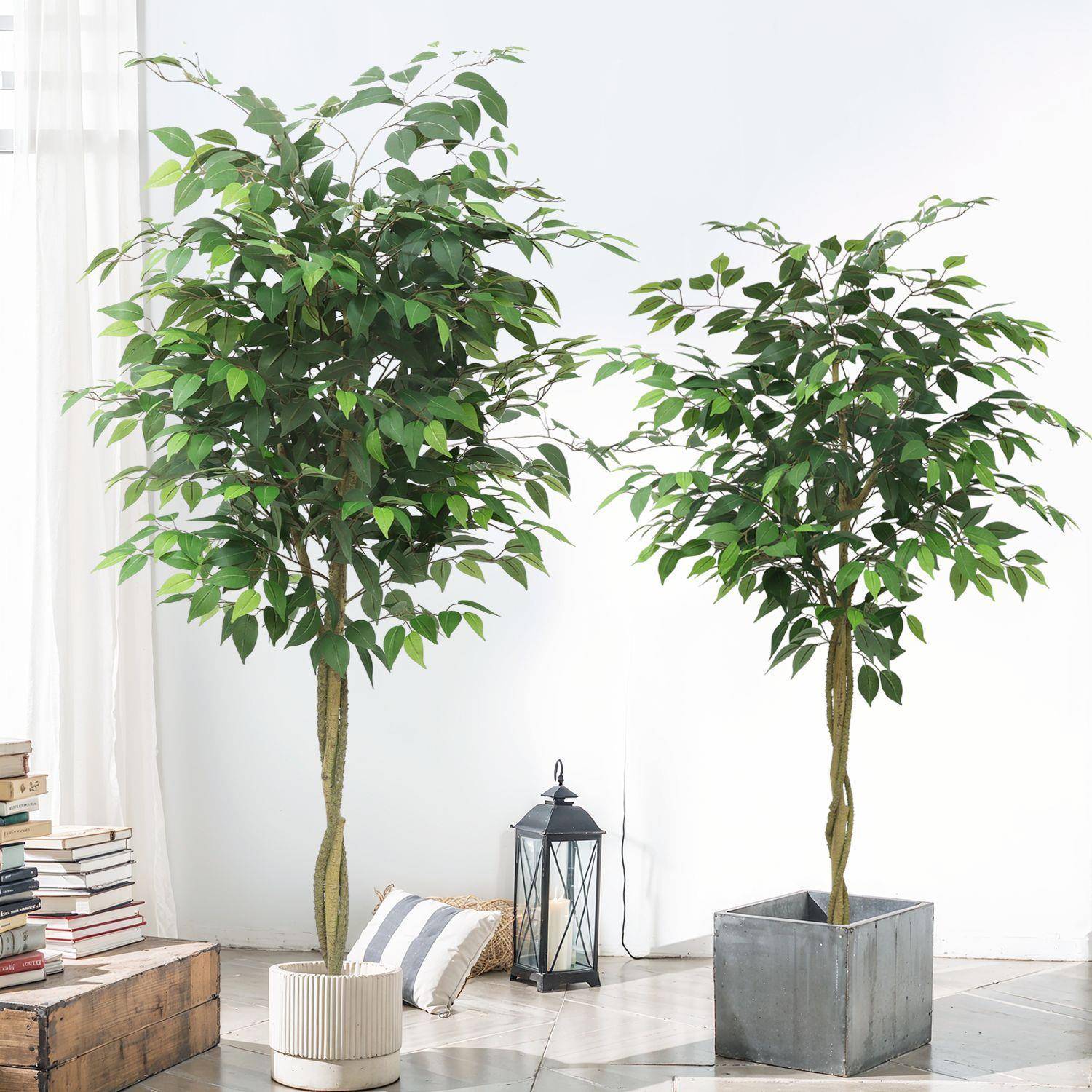 新款仿真榕室盆栽内商场店橱窗树榕树装饰酒树人造仿生杆白边榕树