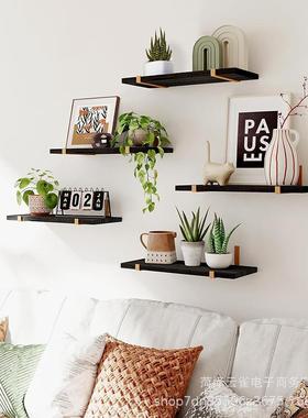 5件套木质悬架壁挂式置物架动浮隔板DEA墙面装饰储物浮架展示架