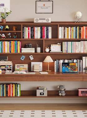 木双实家人书桌书架一体桌用XTH童学习桌客厅简儿约电脑桌学生写