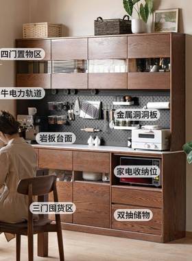 现代简约风实柜木边柜大容餐量落H101Q02地置物柜格靠墙高柜储物